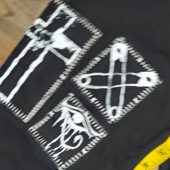 Dolls Kill Current Mood Black Straight Leg Jeans with Graphic Patches - Picture 5 of 13